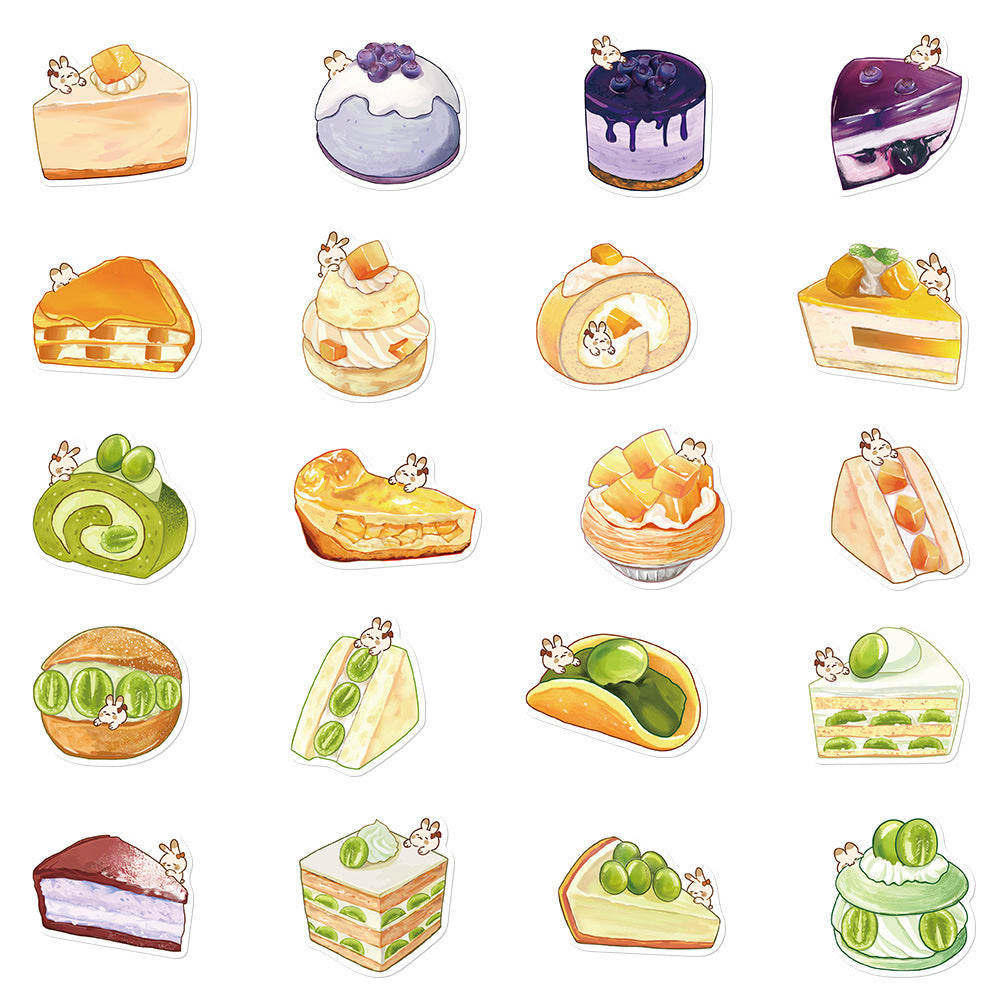 40 Original Hand-painted Cartoon Dessert Painting Phone Case Journal Book Computer IPad Water Cup Decorative Stickers
