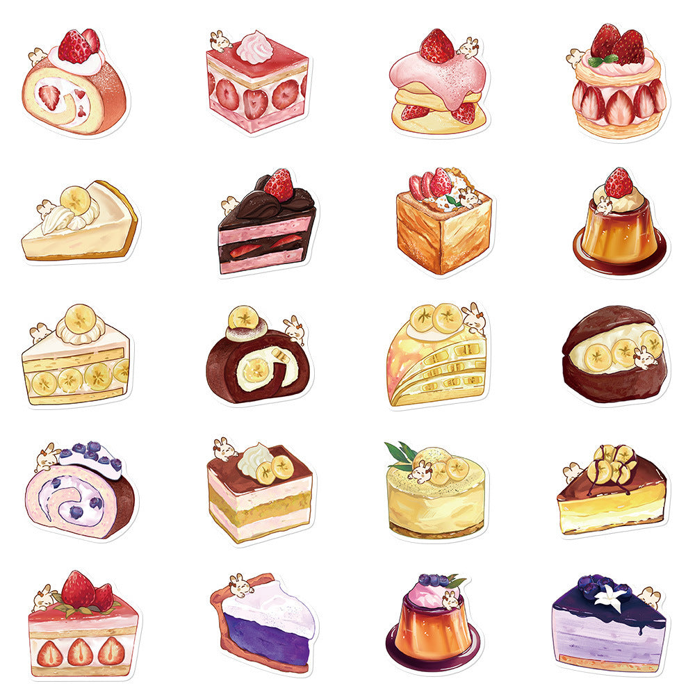 40 Original Hand-painted Cartoon Dessert Painting Phone Case Journal Book Computer IPad Water Cup Decorative Stickers