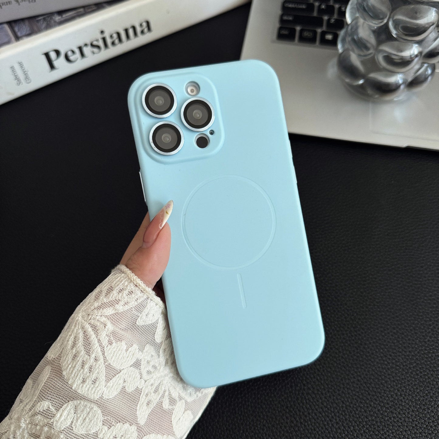 Solid Color Liquid Silicone Magnetic Phone Case