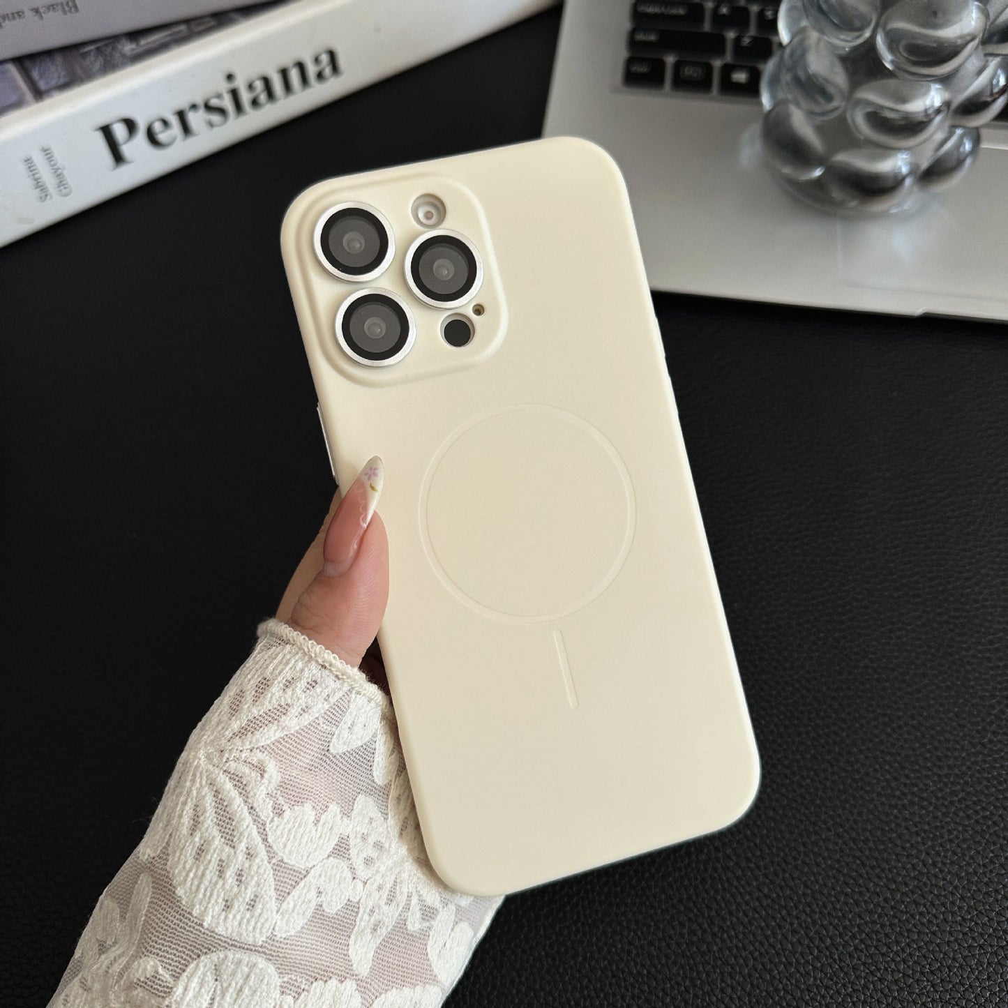 Solid Color Liquid Silicone Magnetic Phone Case
