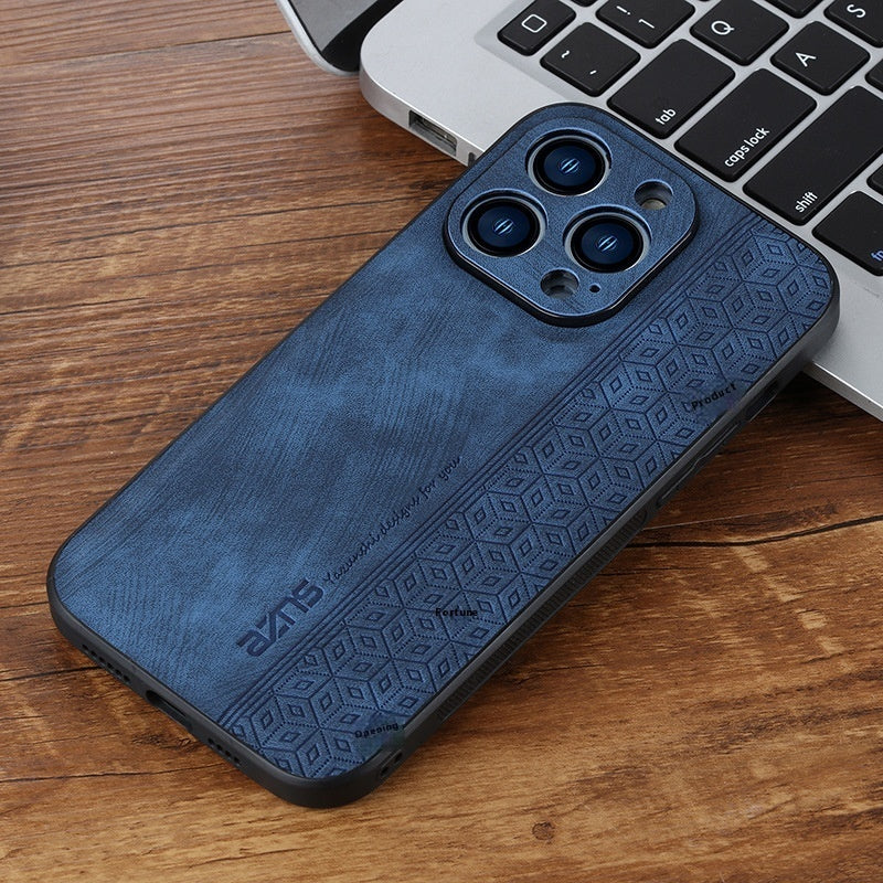 Phone Case New Skin Sensitive Printing Leather Pattern Drop-resistant Business Protective Shell