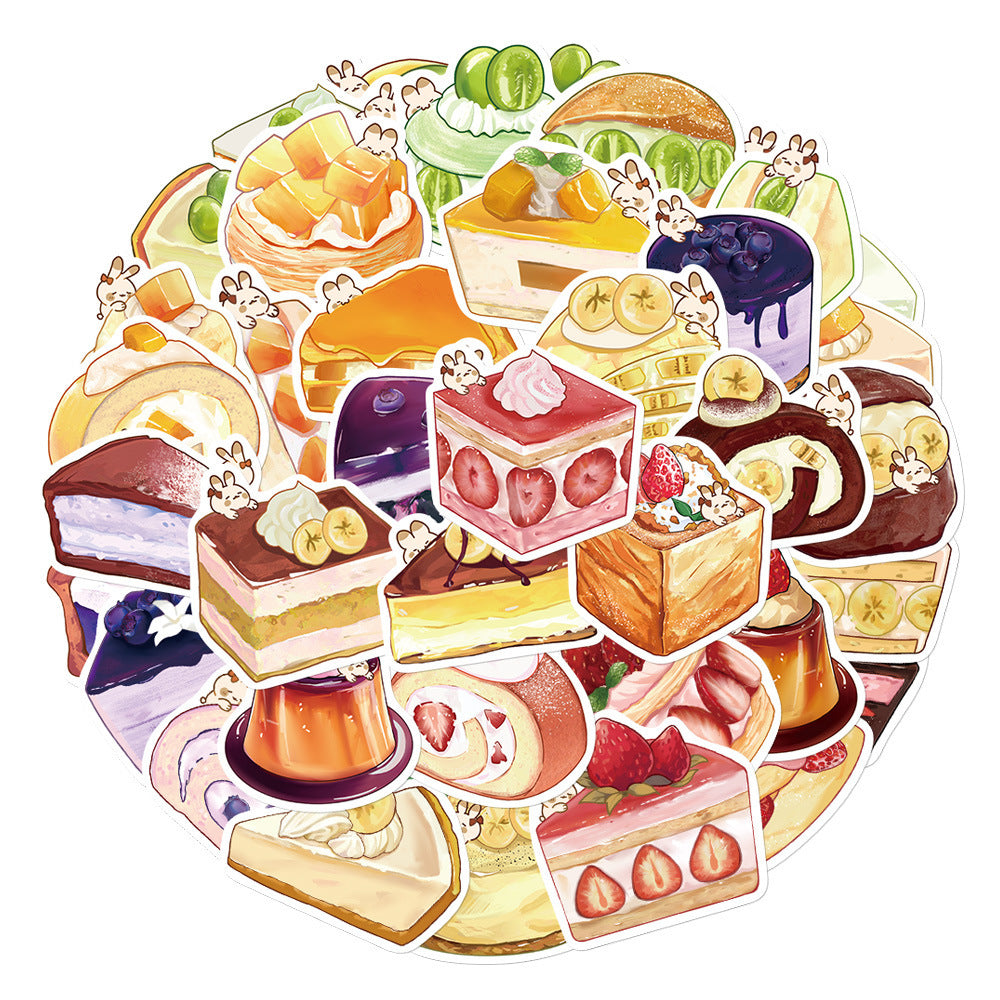 40 Original Hand-painted Cartoon Dessert Painting Phone Case Journal Book Computer IPad Water Cup Decorative Stickers