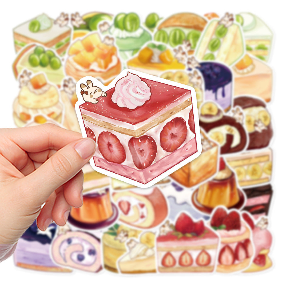 40 Original Hand-painted Cartoon Dessert Painting Phone Case Journal Book Computer IPad Water Cup Decorative Stickers